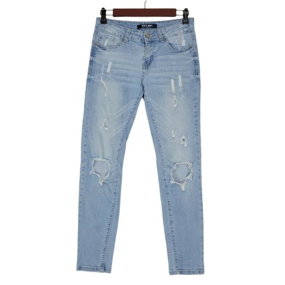 Wax Jean Distressed Skinny Destroyed Stretch Denim 28 x 27 - Picture 1 of 11